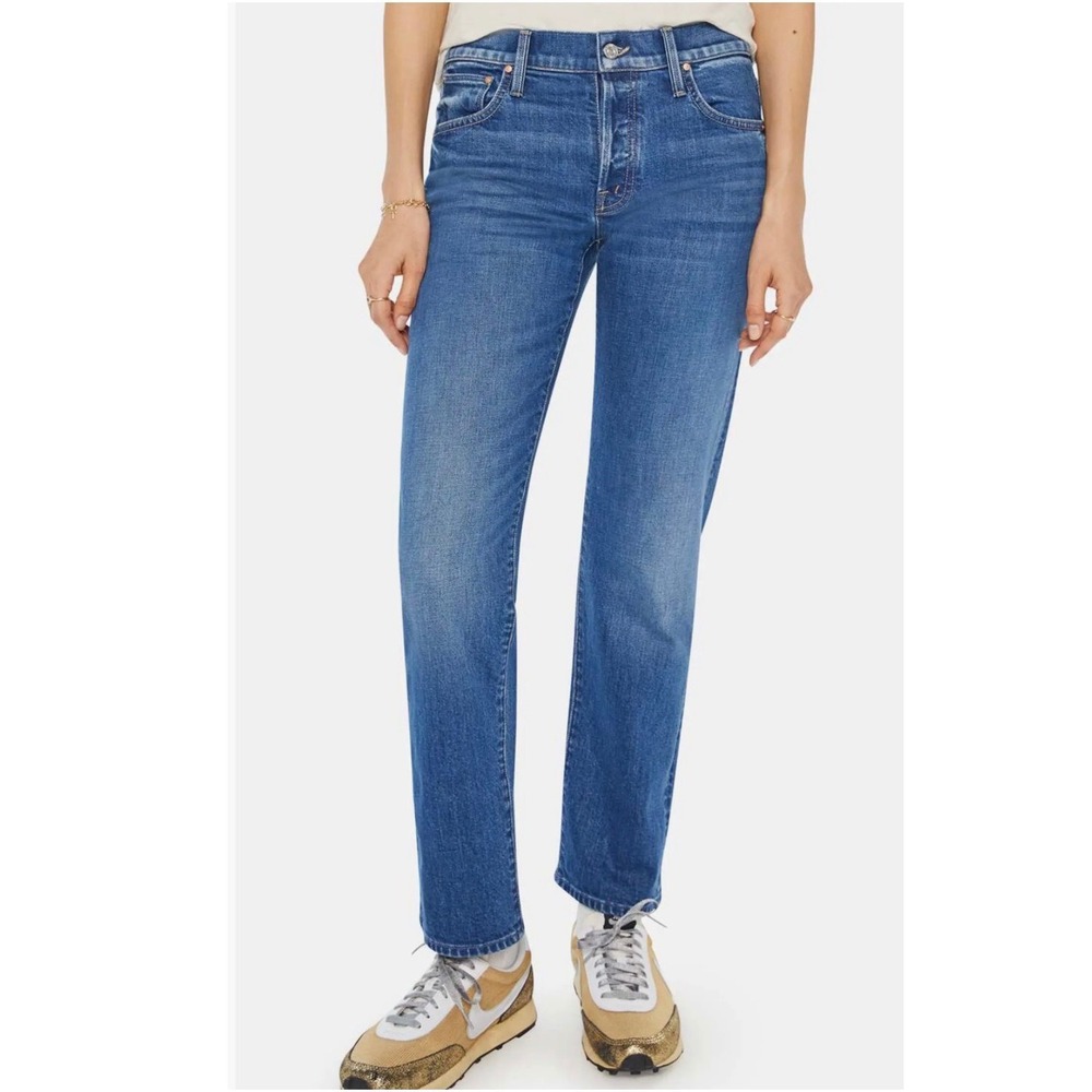 Mother The Slider Hover Straight Leg Jeans Punch Buggy Blue Denim Size 2